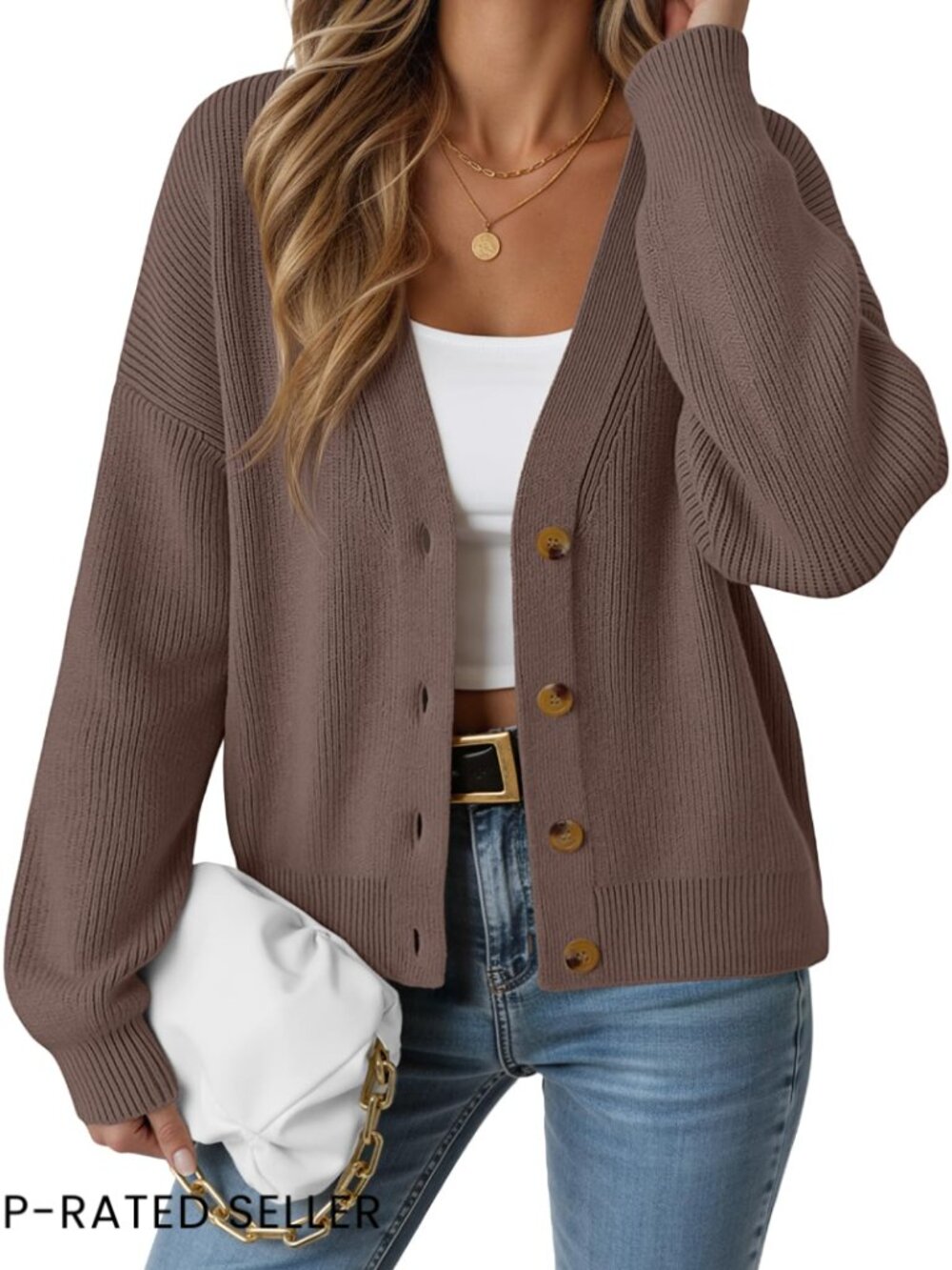 Oversized V-Neck Cardigan Lightweight Knit Sweater Chic Casual Work Wear